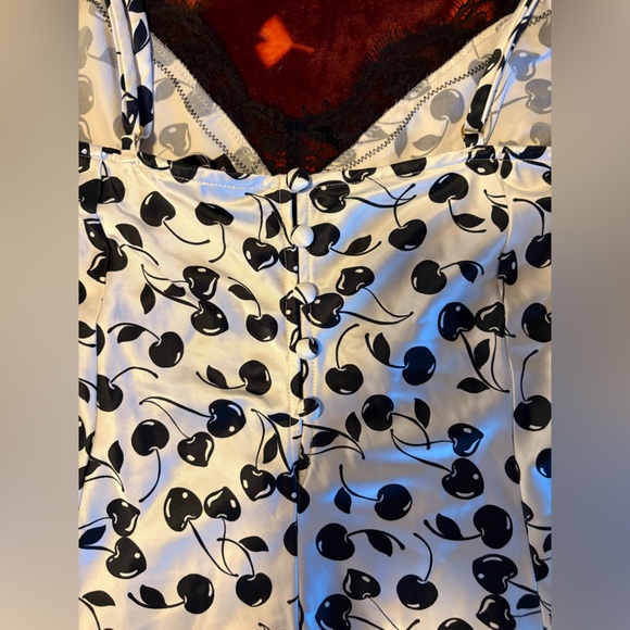 Victoria's Secret White and Gray Cherry Pattern Top - Picture 2 of 3